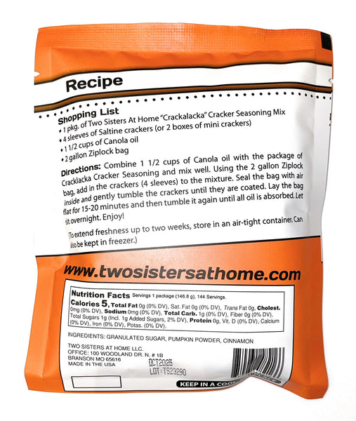 Pumpkin Spice Flavor Crackalacka Saltine Cracker Seasoning - Includes One Large Zip Top Mixing Bag