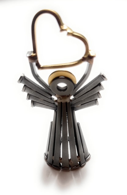 Square Nail Angel with Heart - Hand Crafted
