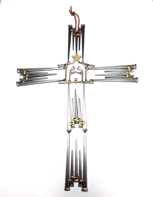 Square Nail Cross - 14 in x 10 in -- Hand Crafted