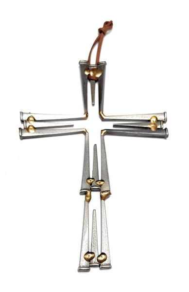 Square Nail Cross - 6 1/2 in x 4 1/2 in -- Hand Crafted