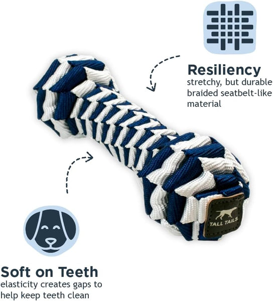 Tall Tails Navy Braided Bone Tug Toy for Dogs
