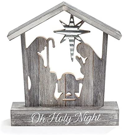 Burton and Burton 9734000 Mary, Joseph Baby Jesus Silhouette, Distressed Wood
